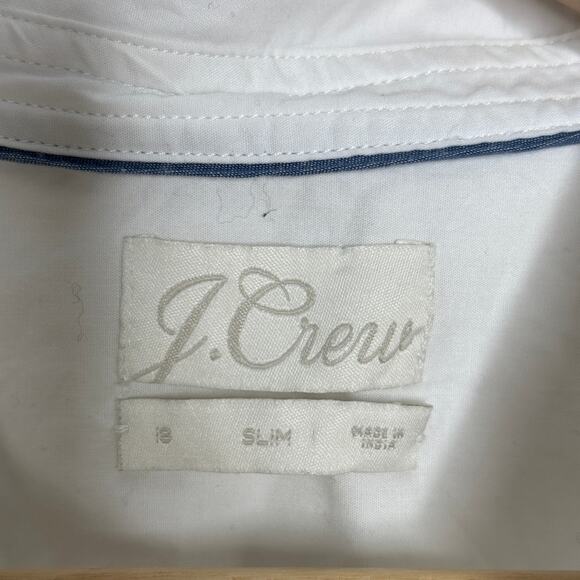 J. CREW Slim Fit Stretch Cotton Poplin Shirt Crisp White Sz 18 {D19} - Picture 5 of 7